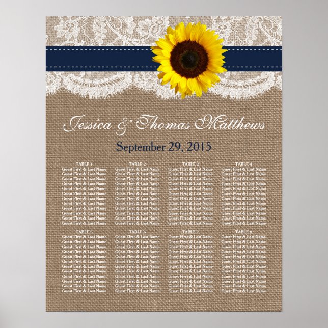 Poster Collection de Mariages de tournesol rustique - Mar (Devant)