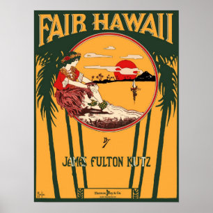 Poster Collection de musique feuille Vintage Fair Hawaii