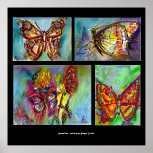 POSTER COLLECTION DE PAPILLONS COLORÉS