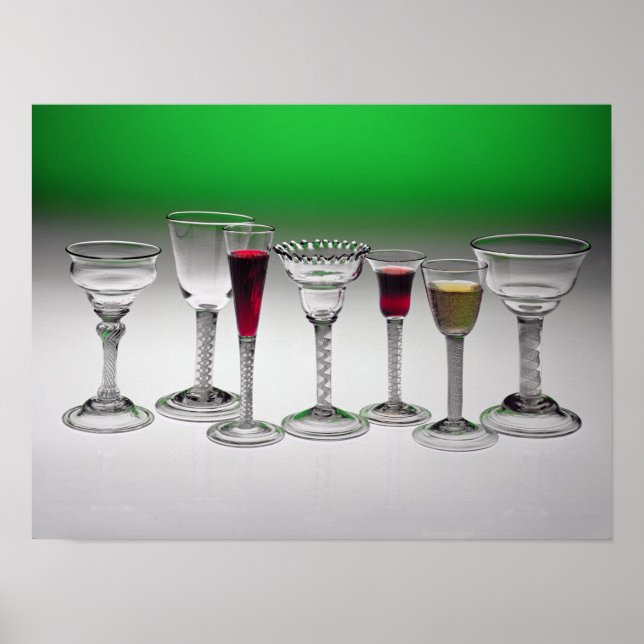 Poster Collection de verres à vin aux tiges tordues (Devant)