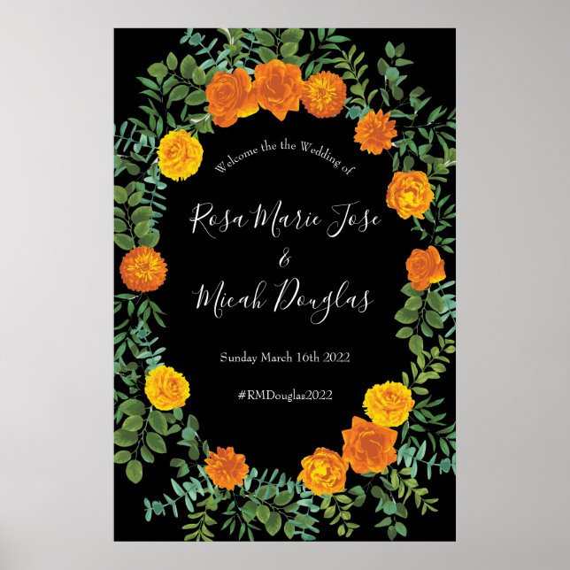 Poster Collection Mariage gothique d'Halloween noir et or (Devant)