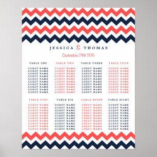 Poster Collection Mariage moderne Chevron Marine & Coral