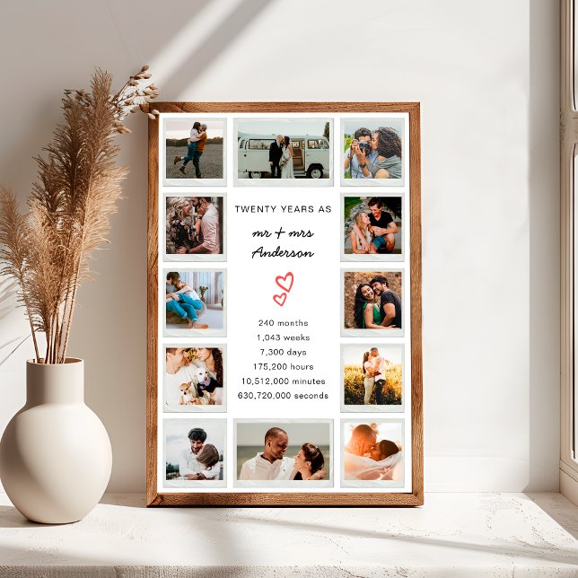 Poster Collection photo personnalisée du 20e anniversaire (Créateur téléchargé)