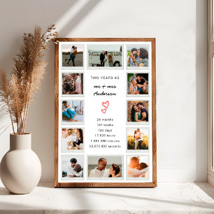 Poster Collection photo personnalisée du 2e anniversaire 