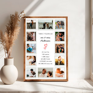 Poster Collection photo personnalisée du 3e anniversaire 