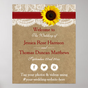 Poster Collection Rustique de Mariages de tournesol Kraft