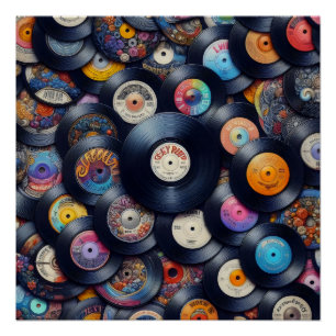 Poster Collection Vinyl Record Pattern 80s Retro Spectrum