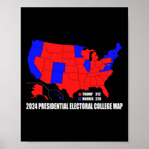 Poster Collège électoral présidentiel Carte Usa Trump Har