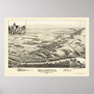 Poster Collegeville, carte panoramique de PA - 1894