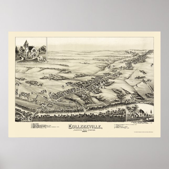 Poster Collegeville, PA Carte panoramique - 1894 (Devant)
