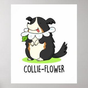 Poster Collie-flower Funny Bordure Collie Chien Pun