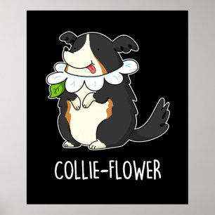 Poster Collie-flower Funny Bordure Collie Chien Pun