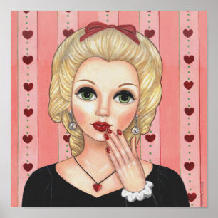 Poster Collier Coeur Fille Blonde Tête Vase Lèvres Luscie