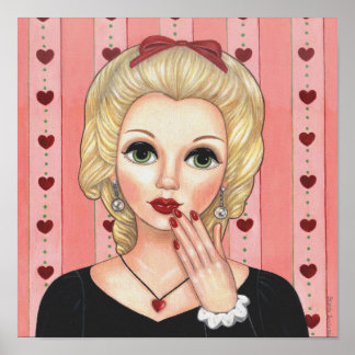 Poster Collier Coeur Fille Blonde Tête Vase Lèvres Luscie