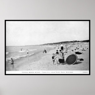 Poster Colline de tour près de trois chênes, Michigan