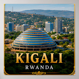 Poster Collines vertes de Kigali et skyline moderne rwand