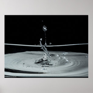 Poster Collision goutte d'eau en noir et blanc