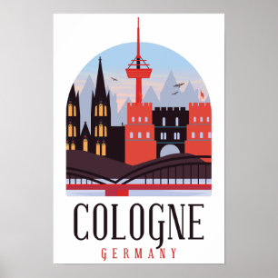 Poster Cologne Allemagne Vintage Cityscape