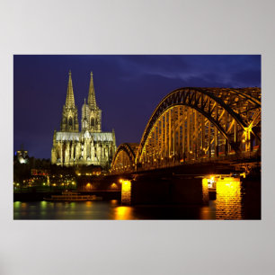 Poster Cologne - Cathédrale au crépuscule
