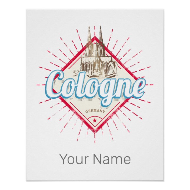 Poster Cologne City Allemagne Retro Cathedral Vintage (Devant)