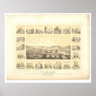 Poster Coloma, carte panoramique 1857 (0423A) de CA