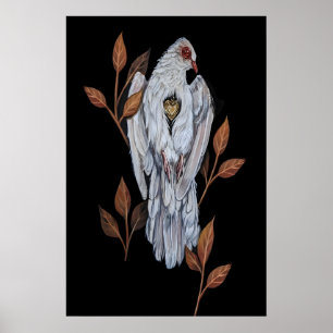 Poster Colombe avec cœur d'or 5x7 pouces à 8x10 pouces