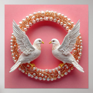 Poster Colombes de mariage Art