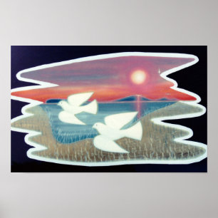 Poster Colombes en vol