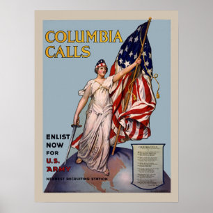 Poster Colombie appelle l'enrôlement vintage de l'armée