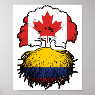 Poster Colombie Drapeau des racines d'arbre du Canada col