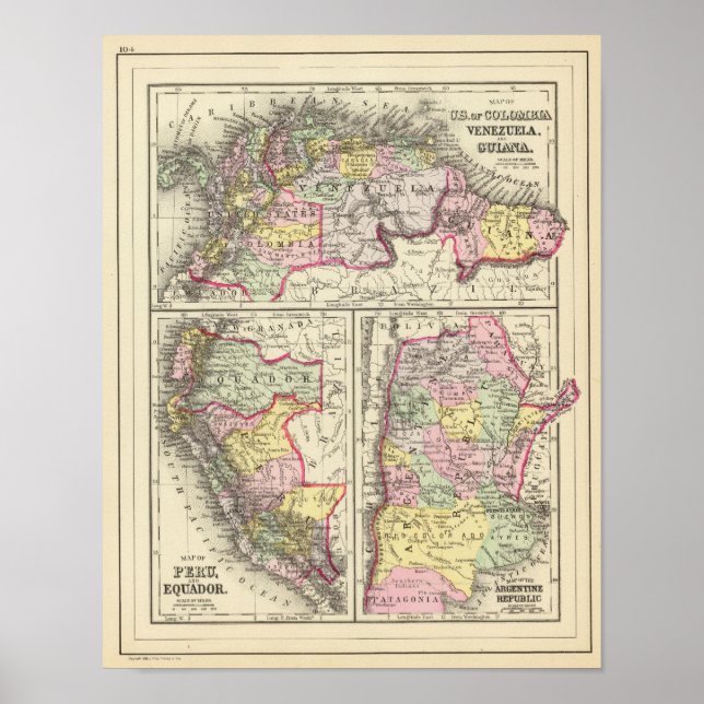 Poster Colombie, Venezuela, Guyane (Devant)
