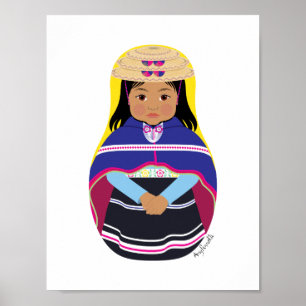 Poster colombien, misak ou guambiana Matryoshka