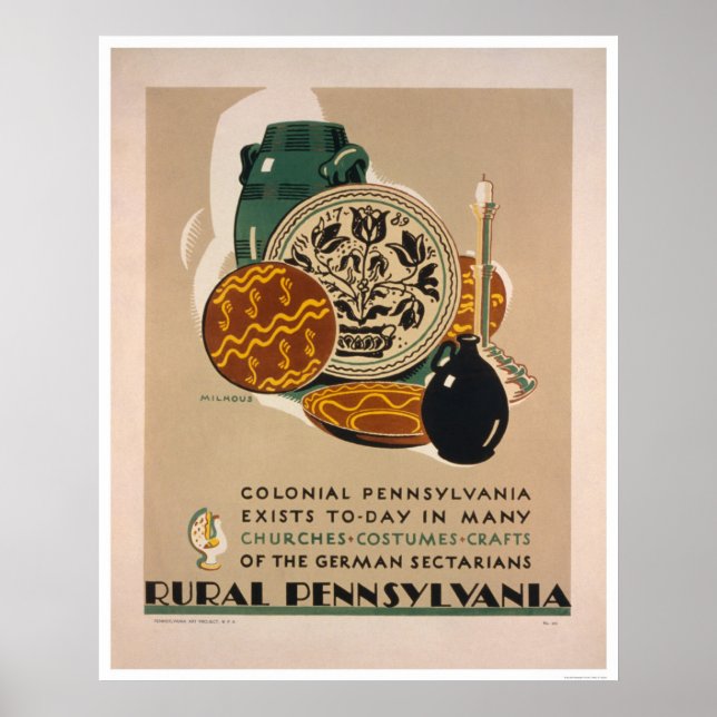 Poster Colonial Pennsylvania 1940 WPA (Devant)