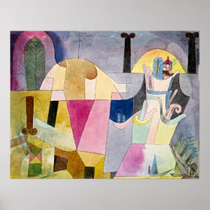 Poster Colonnes noires dans un paysage par Paul Klee