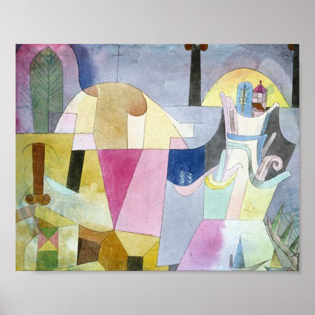 Poster Colonnes noires dans un paysage : Paul Klee 1919 (Devant)