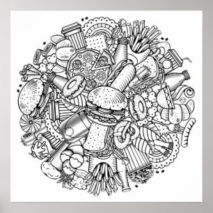 Poster Color It Fast Food Art
