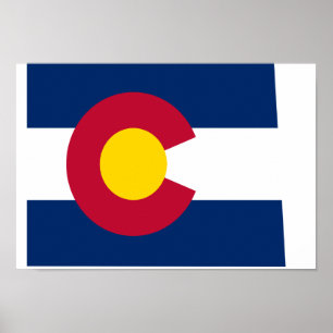 Poster Colorado Flag Map