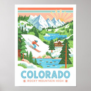 Poster Colorado Montagne des Rocheuses Haut Voyage d'été