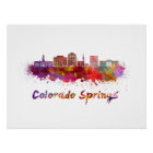Colorado Springs V2 skyline in watercolor