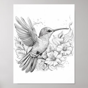 Poster Coloration adulte de colibri