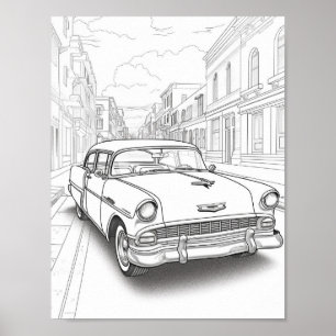 Poster Coloration adulte de voiture classique