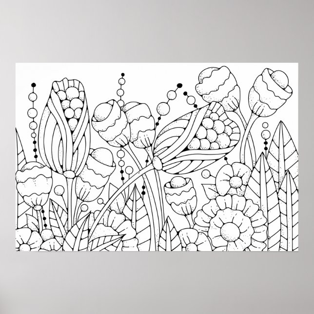 Poster Coloration adulte Fleurs stylisées 3 (Devant)
