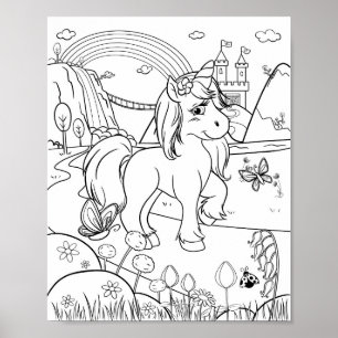 Poster Coloration Cute Unicorn Kids