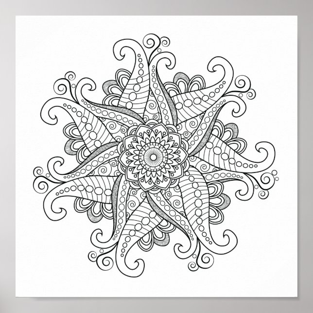 Poster Coloration de l'affiche Mandala (Devant)
