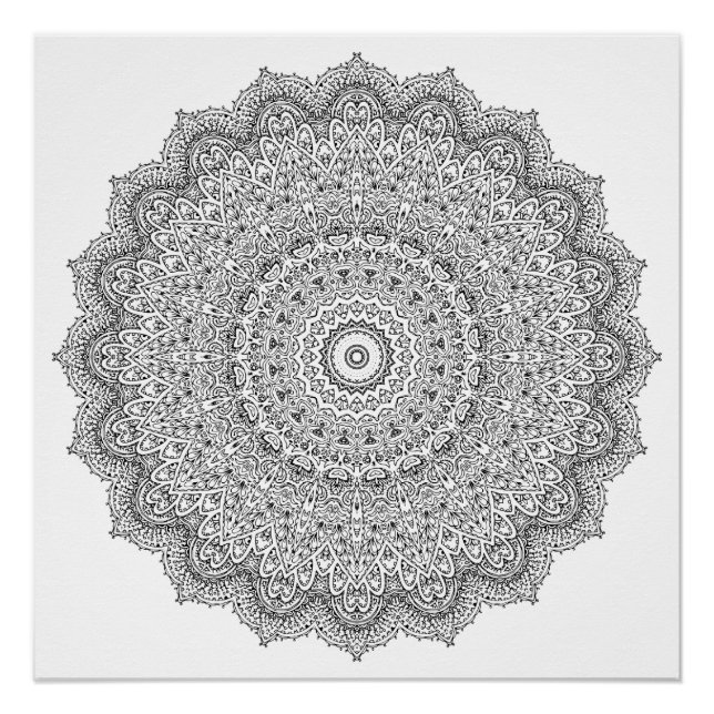 Poster Coloration géométrique florale Mandala adulte (Devant)