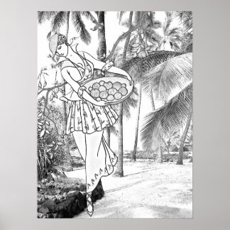 Poster Coloration Niveaux de gris Vintage Femmes Arbres n