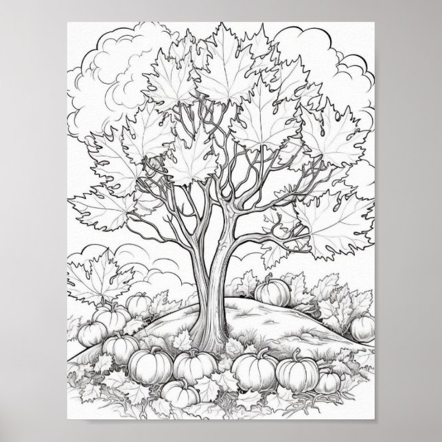 Poster Coloration pour adultes automne/automne (Devant)