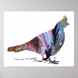 Poster Coloré abstrait Tétras silhouette