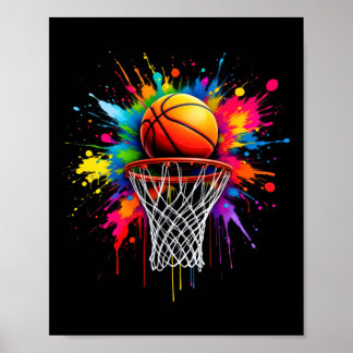 Poster Coloré Basketball Tie Tee Coloré Splash Hoop