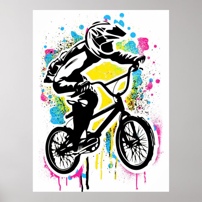 Poster coloré Bmx - Vélo Bmx - Graffiti (Devant)